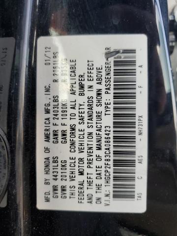 1HGCP2F83CA086423 - 2012 HONDA ACCORD EXL BLACK photo 12