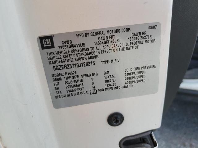 5GZER23718J128316 - 2008 SATURN OUTLOOK XR WHITE photo 13