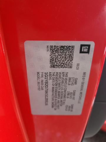 1G1YB2D7XK5120516 - 2019 CHEVROLET CORVETTE STINGRAY 1LT RED photo 12