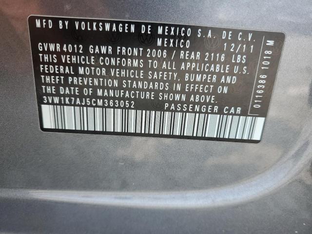 3VW1K7AJ5CM363052 - 2012 VOLKSWAGEN JETTA BASE 灰色 照片 12