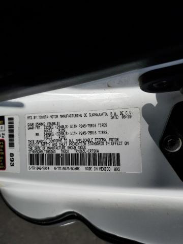 3TYRX5GN9LT005365 - 2020 TOYOTA TACOMA ACCESS CAB თეთრი ფოტო 12