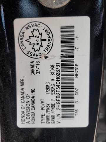 2HGFB2F54DH028731 - 2013 HONDA CIVIC LX BLACK photo 12