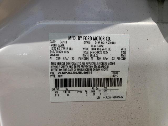 2LMPJ6LR0JBL40516 - 2018 LINCOLN MKX RESERVE Սպիտակ լուսանկար 13