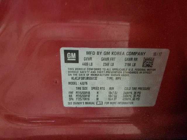 KL4CJFSB1JB555132 - 2018 BUICK ENCORE PREFERRED II RED photo 12