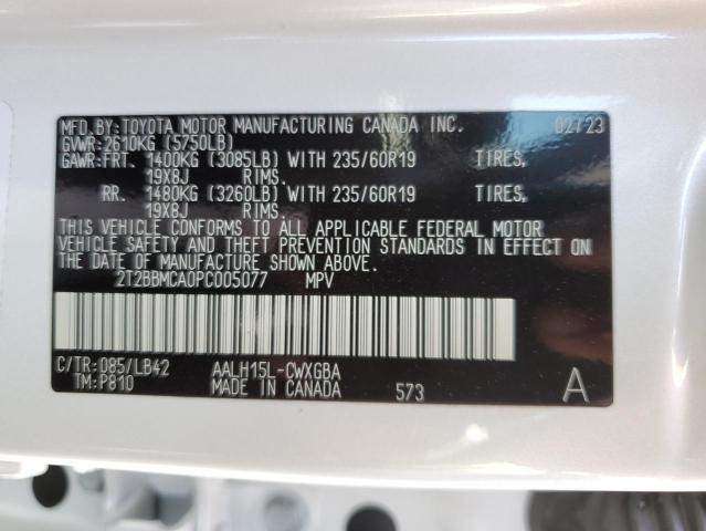 2T2BBMCA0PC005077 - 2023 LEXUS RX 350H BASE WHITE photo 13