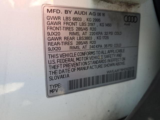 WA1LAAF78HD023075 - 2017 AUDI Q7 PREMIUM PLUS Սպիտակ լուսանկար 12