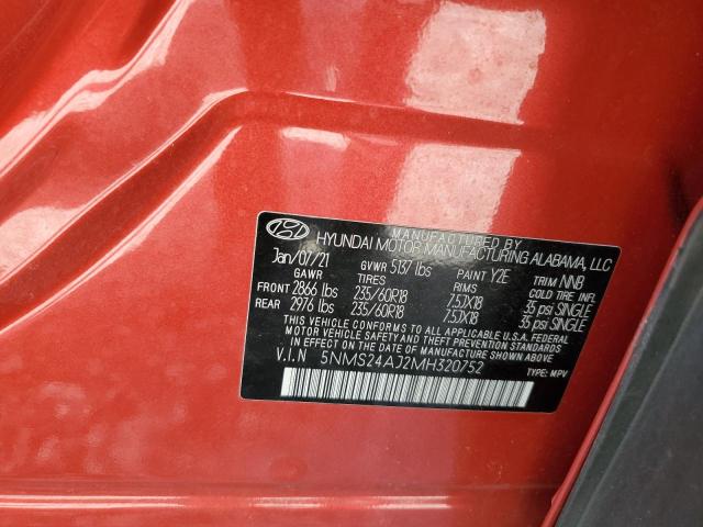 5NMS24AJ2MH320752 - 2021 HYUNDAI SANTA FE SEL Qırmızı foto 13