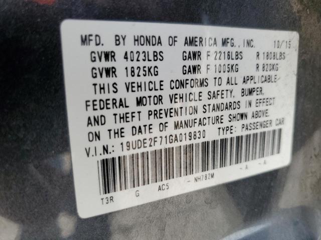 19UDE2F71GA019830 - 2016 ACURA ILX PREMIUM TECH CHARCOAL photo 13