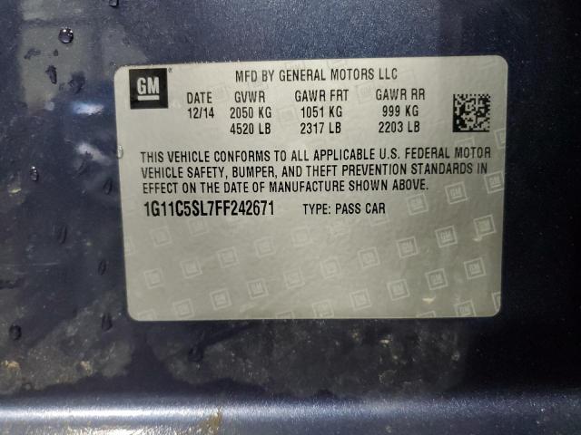 1G11C5SL7FF242671 - 2015 CHEVROLET MALIBU 1LT 蓝色 照片 13