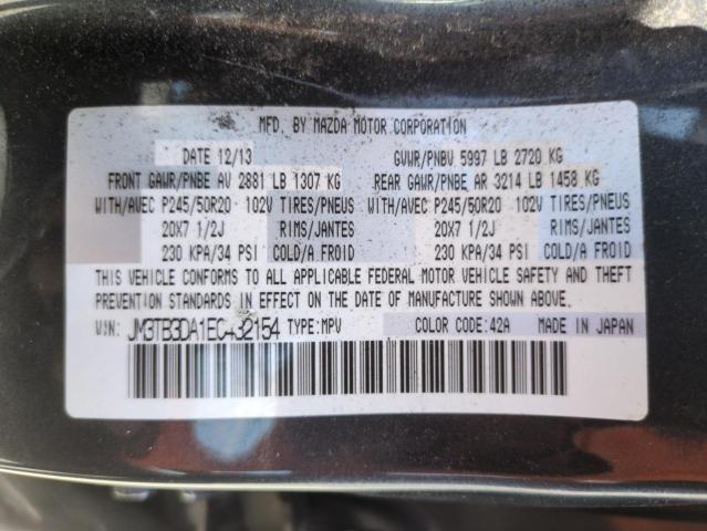 JM3TB3DA1E0432154 - 2014 MAZDA CX-9 GRAND TOURING GRAY photo 13