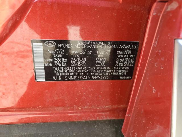 5NMS5DAL9PH493925 - 2023 HYUNDAI SANTA FE CALLIGRAPHY RED photo 12