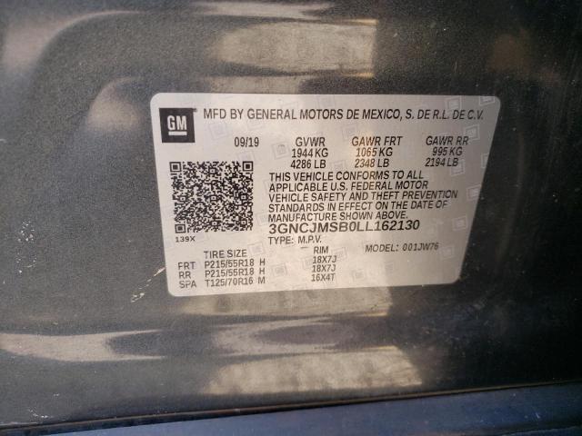 3GNCJMSB0LL162130 - 2020 CHEVROLET TRAX PREMIER GRAY photo 13