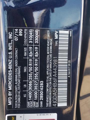 4JGDA5HB6FA443981 - 2015 MERCEDES-BENZ ML 350 4MATIC BLUE photo 13