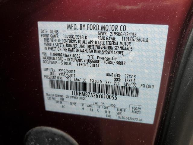 1LNHM87A26Y610055 - 2006 LINCOLN LS BURGUNDY photo 12