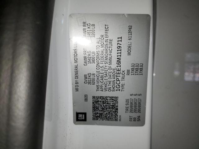 1GCPTEE16M1119711 - 2021 CHEVROLET COLORADO ZR2 WHITE photo 12