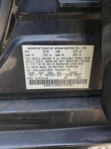 1N4BL11D66C239069 - 2006 NISSAN ALTIMA SE CHARCOAL photo 12