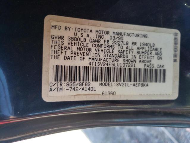 4T1SV24E5LU197221 - 1990 TOYOTA CAMRY BLUE photo 10