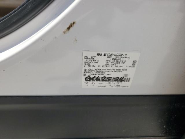 1FM5K8D88HGD14377 - 2017 FORD EXPLORER XLT Blanc photo 13