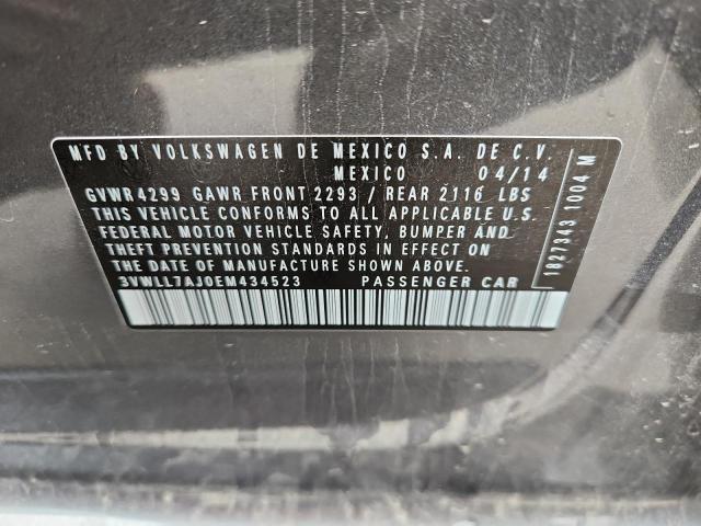 3VWLL7AJ0EM434523 - 2014 VOLKSWAGEN JETTA TDI Մոխրագույն լուսանկար 13