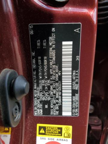 5TDKKRFH6FS093231 - 2015 TOYOTA HIGHLANDER XLE BURGUNDY photo 13