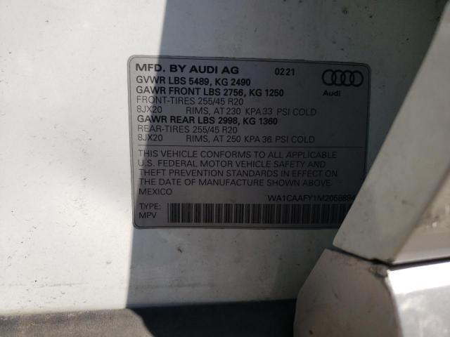 WA1CAAFY1M2058894 - 2021 AUDI Q5 PRESTIGE WHITE photo 13