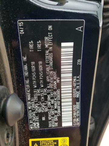 5TDKKRFHXFS080885 - 2015 TOYOTA HIGHLANDER XLE BLACK photo 13