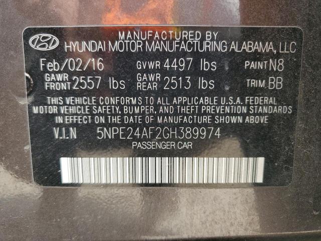 5NPE24AF2GH389974 - 2016 HYUNDAI SONATA SE TAN photo 13