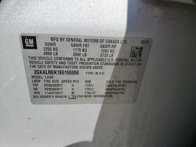 2GKALREK1E6165956 - 2014 GMC TERRAIN SLE SILVER photo 13