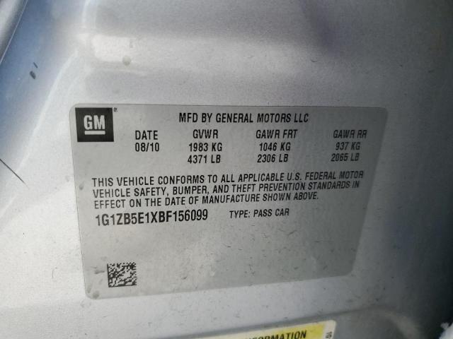 1G1ZB5E1XBF156099 - 2011 CHEVROLET MALIBU LS 银色 照片 12