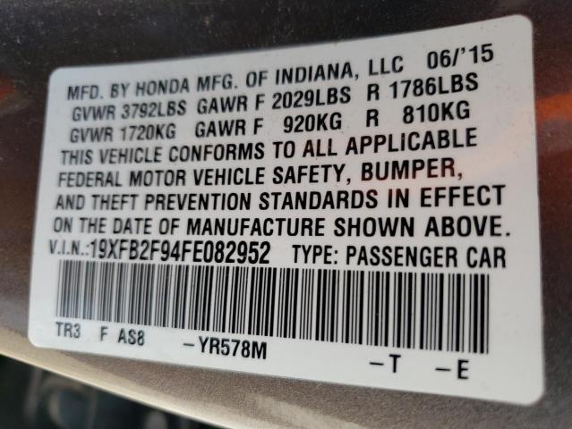 19XFB2F94FE082952 - 2015 HONDA CIVIC EXL 灰色 照片 13