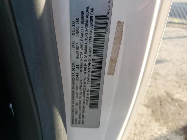 3VWPW3AG7AM014628 - 2010 VOLKSWAGEN NEW BEETLE WHITE photo 12