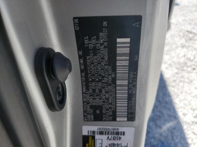 5TDZA22C76S530737 - 2006 TOYOTA SIENNA XLE SILVER photo 10