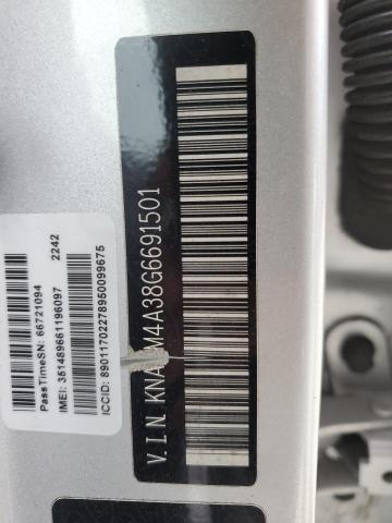 KNADM4A38G6691501 - 2016 KIA RIO LX SILVER photo 12