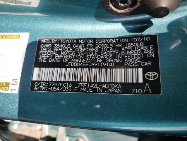 JTDBU4EE0A9119141 - 2010 TOYOTA COROLLA BASE TURQUOISE photo 12