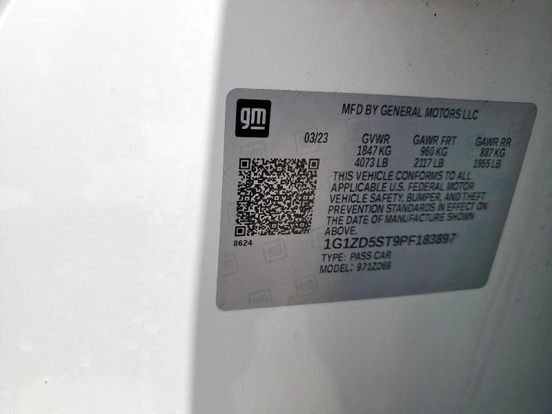 1G1ZD5ST9PF183897 - 2023 CHEVROLET MALIBU LT أبيض صورة 12