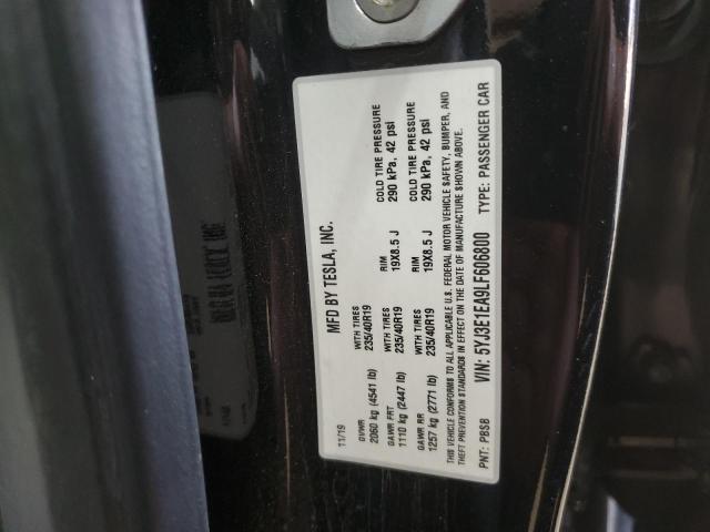 5YJ3E1EA9LF606800 - 2020 TESLA MODEL 3 BLACK photo 13