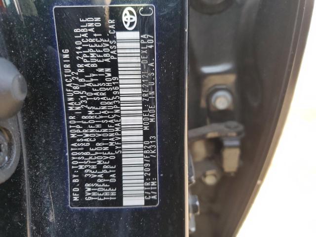 5YFVPMAE7NP359619 - 2022 TOYOTA COROLLA LE Սև լուսանկար 12