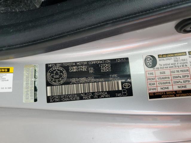 JTNJJXB05CJ013165 - 2012 TOYOTA SCION IQ SILVER photo 13