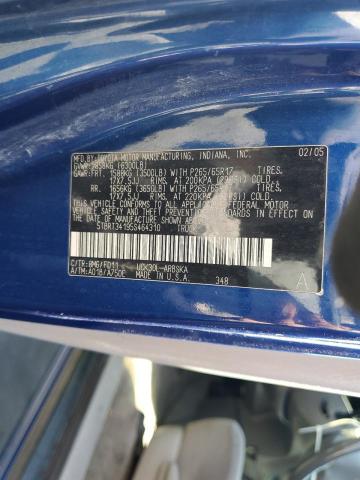 5TBRT34195S464310 - 2005 TOYOTA TUNDRA ACCESS CAB SR5 BLUE photo 12