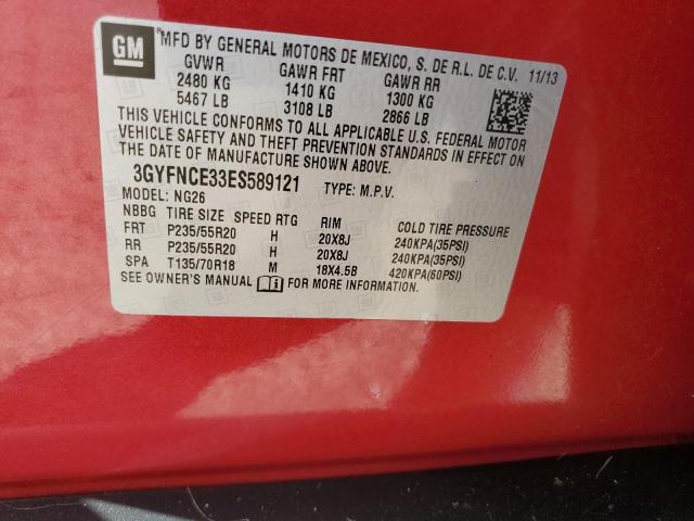 3GYFNCE33ES589121 - 2014 CADILLAC SRX PERFORMANCE COLLECTION Красный фото 12