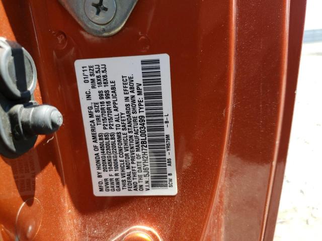 5J6YH2H72BL003499 - 2011 HONDA ELEMENT EX ORANGE photo 13