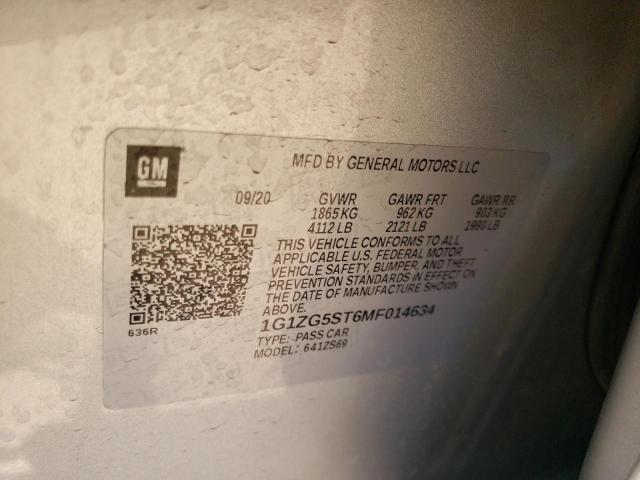 1G1ZG5ST6MF014634 - 2021 CHEVROLET MALIBU RS SILVER photo 12