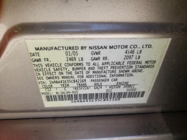 1N4BA41E35C842169 - 2005 NISSAN MAXIMA SE GOLD photo 12