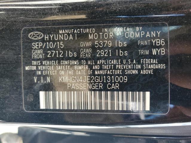 KMHGN4JE2GU131009 - 2016 HYUNDAI GENESIS 3.8L BLACK photo 12