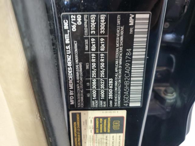 4JGDA5HB2CA091784 - 2012 MERCEDES-BENZ ML 350 4MATIC BLACK photo 13