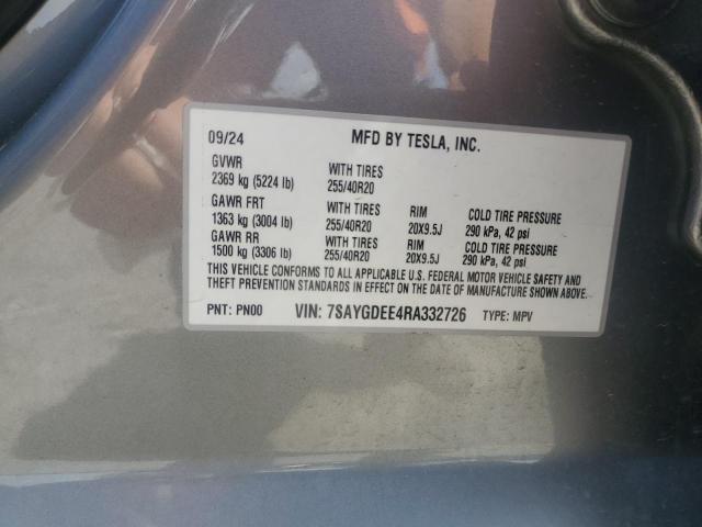 7SAYGDEE4RA332726 - 2024 TESLA MODEL Y Boz foto 13