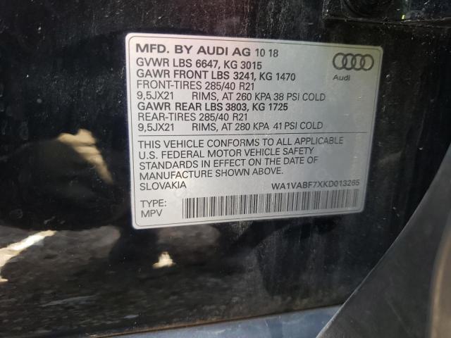 WA1VABF7XKD013265 - 2019 AUDI Q7 PRESTIGE 黑色 照片 12