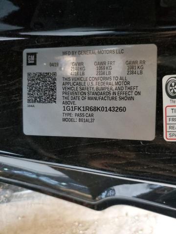 1G1FK1R68K0143260 - 2019 CHEVROLET CAMARO ZL1 BLACK photo 12