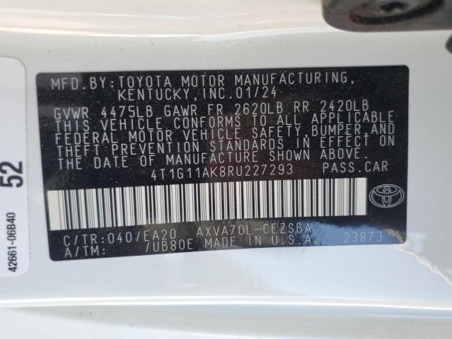 4T1G11AK8RU227293 - 2024 TOYOTA CAMRY SE NIGHT SHADE WHITE photo 13