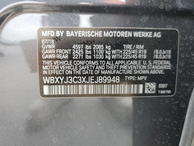 WBXYJ3C3XJEJ89948 - 2018 BMW X2 SDRIVE28I GRAY photo 14